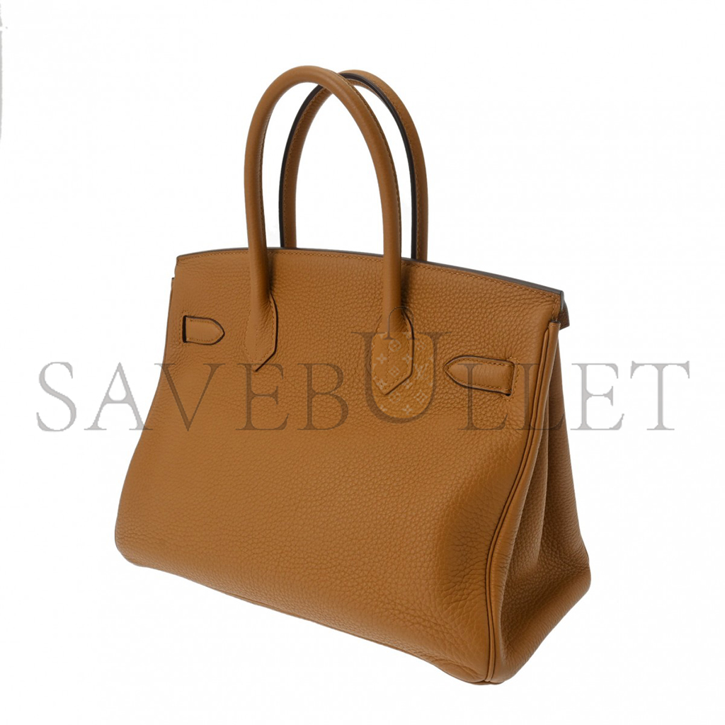 H**mes master birkin 25 togo leather sesame leather lemon yellow silver buckle bag 630873 (25*20*13cm)